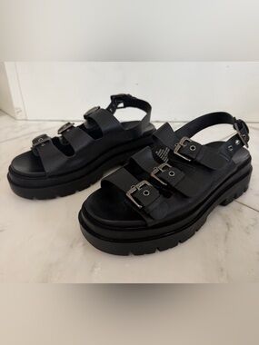 Sincerely Jules Heaven Platform Chunky Strappy 90s Y2K Sandals black size 7